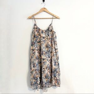 💜 5/$35 NEW Anthropologie The Korner Tropical Print Swing Dress Blue Size S
